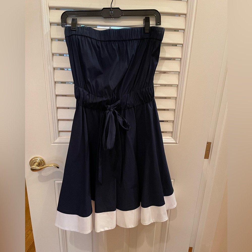 MILLY strapless navy dress.